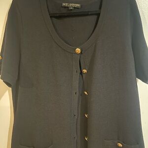 St. John Dark Cardigan with Gold Accents